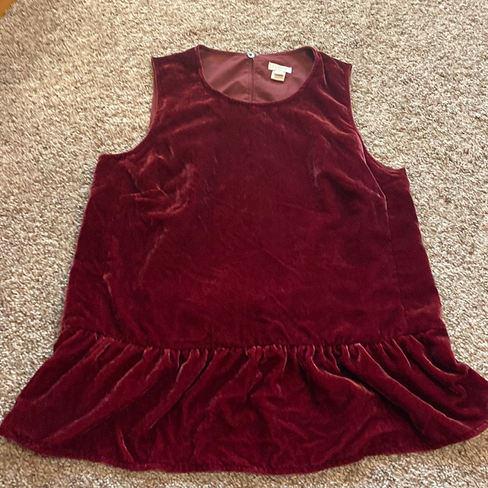 J. Crew red crushed velvet tank top